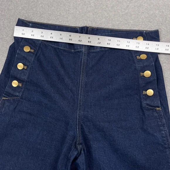 J.Crew Sailor Button Wide Leg Trouser Jeans Womens 27P (30x29) Dark Blue Denim - Picture 2 of 13